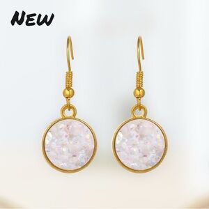 New Womens Druzzy Earrings Irridescent & Gold